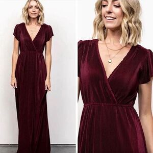 Baltic Born Athena Pleated Mulberry Maxi Dress / Baltic Born Dress Size Small